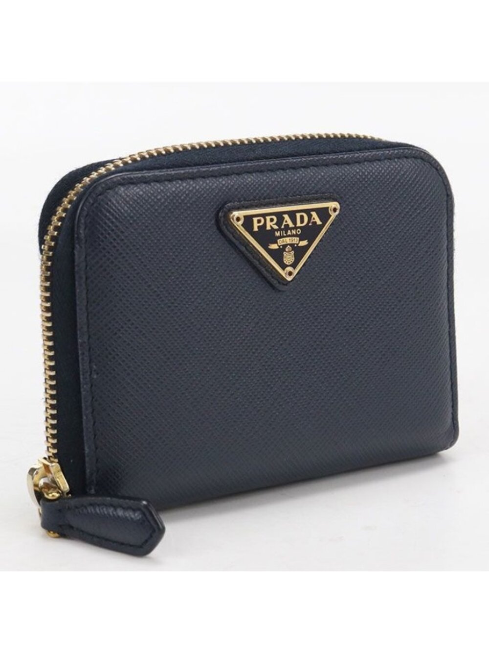 Prada Coin Purse Saffiano Triangle Leather
